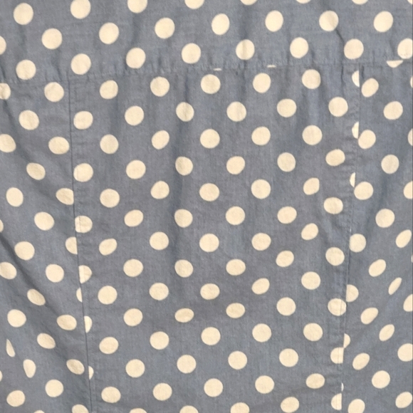 NWOT LOFT Blue & White Dot Cotton Button Up Shirt - Picture 5 of 10